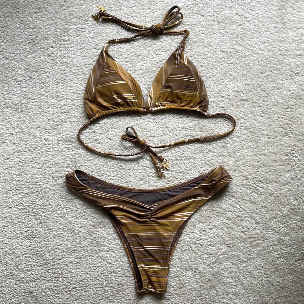 Blackbough Swim Coconut Glow Triangle Bikini Top With Cheeky Ruched Bottom
